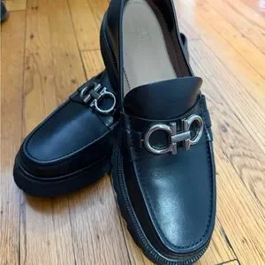 Salvatore Ferragamo | Shoes | Mens Black Loafers With Silver  display picture 2